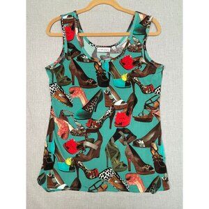 Attitudes by Renee Women's Multicolored Stiletto Print Scoop Neck Blouse S USED